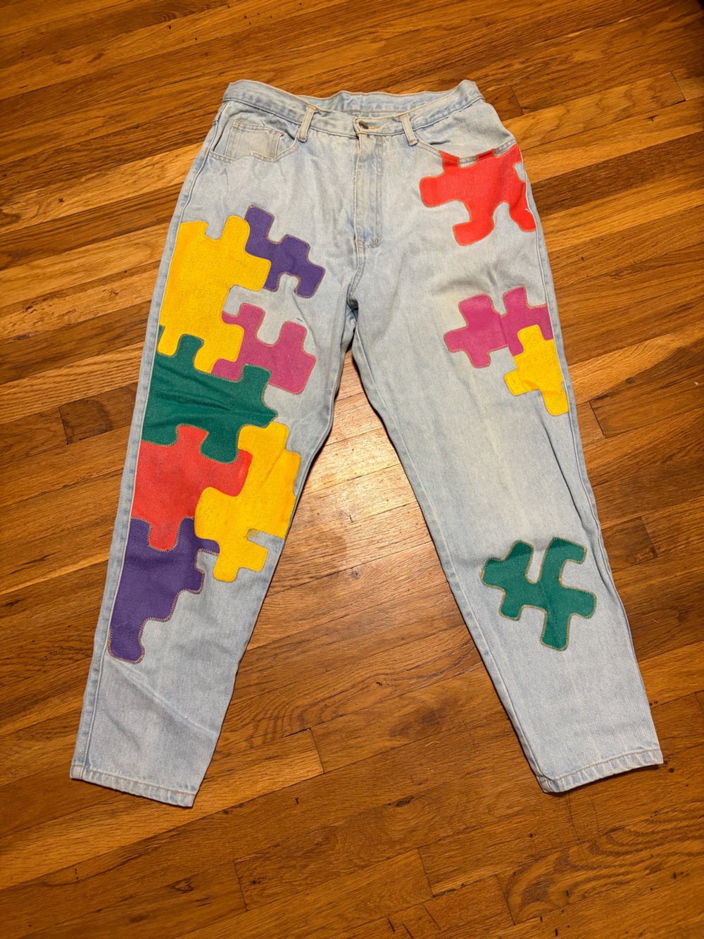 Vintage Zana Di Light Wash Jeans with Multicolor Patchwork 90’s streetwear